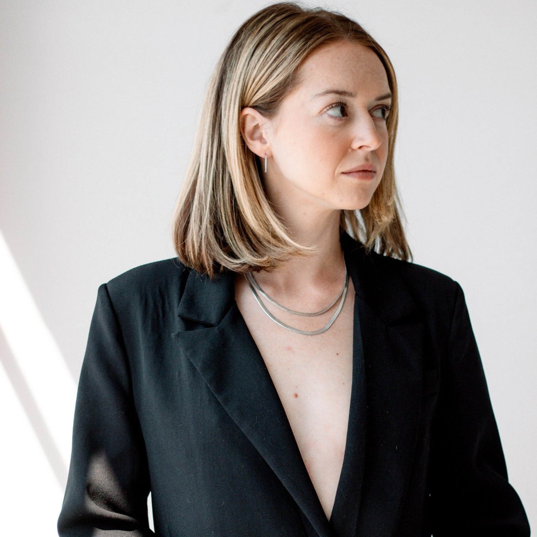 dainty herringbone necklace silver