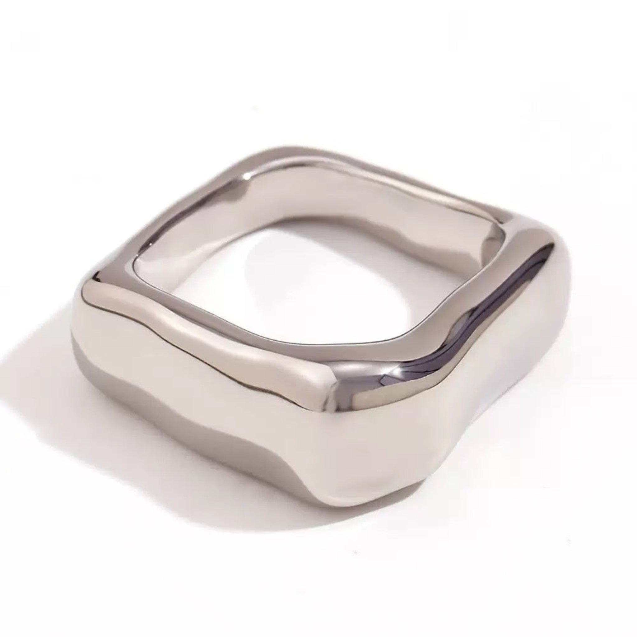 organic square ring silver