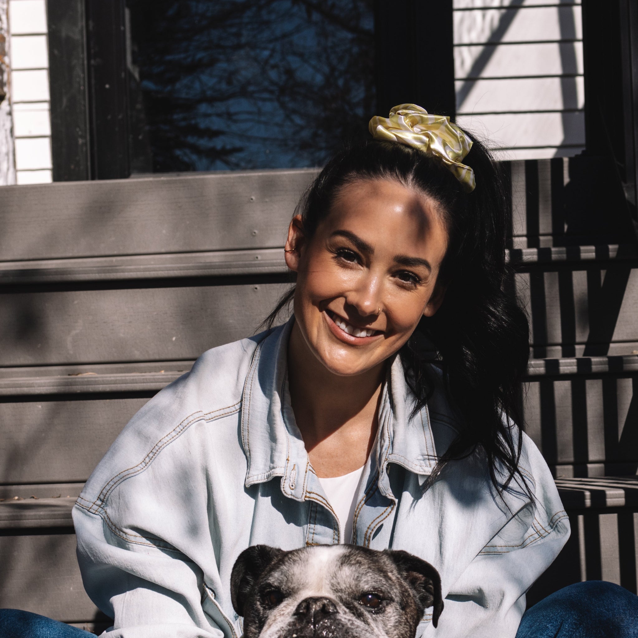 yellow abstract scrunchie