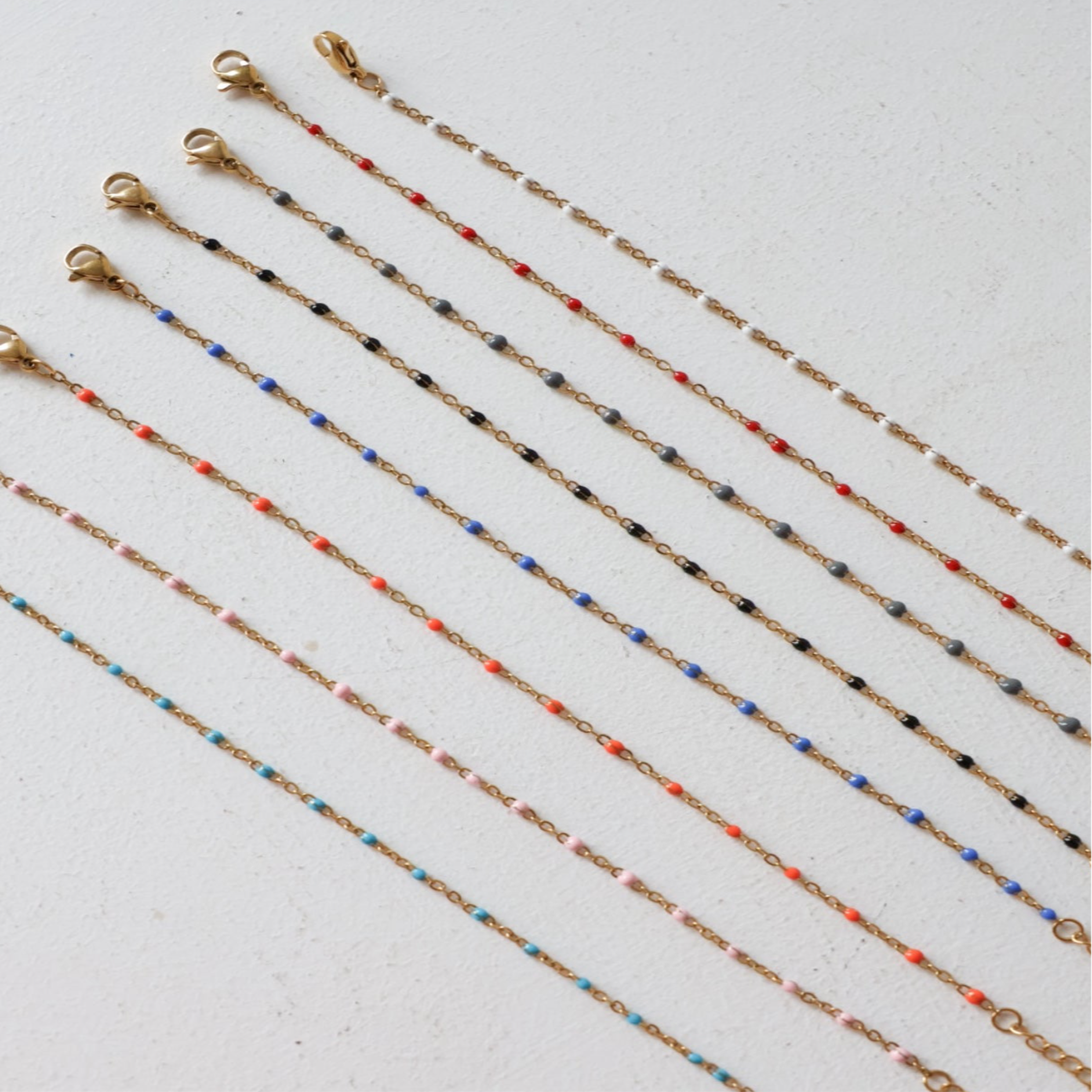 Stainless steel bracelet with colorful beads