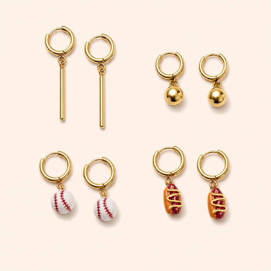 Ball Game 18K gold-plated stainless steel hoop earrings