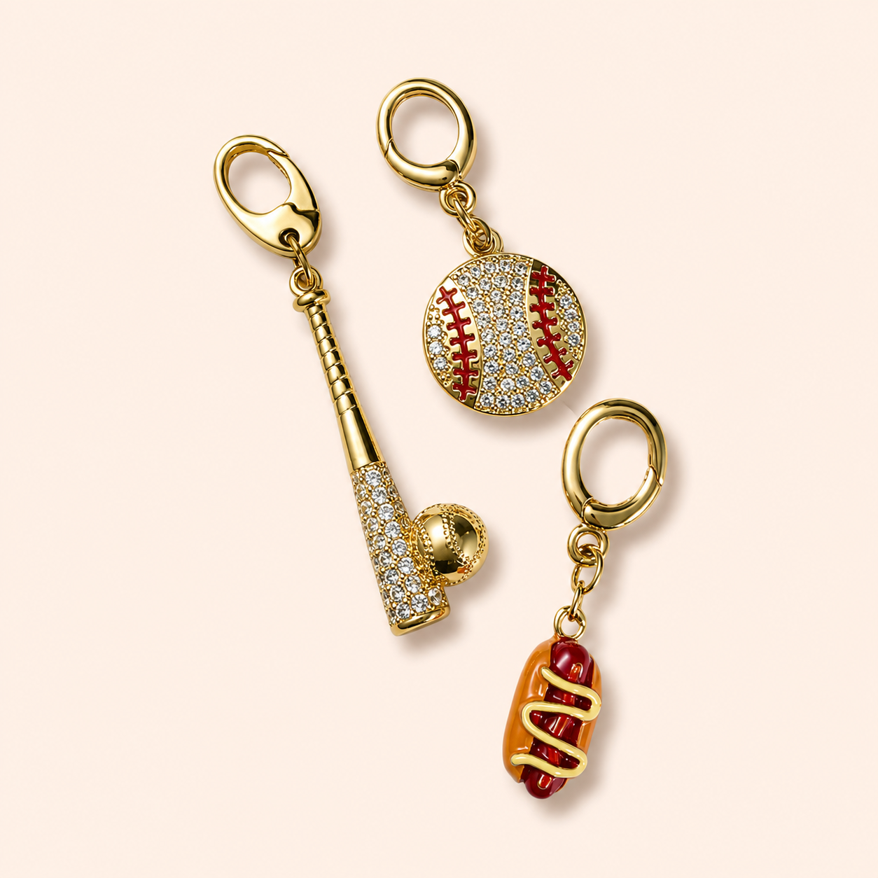 Take Me to the Ball Game baseball charms clipped onto sneaker laces