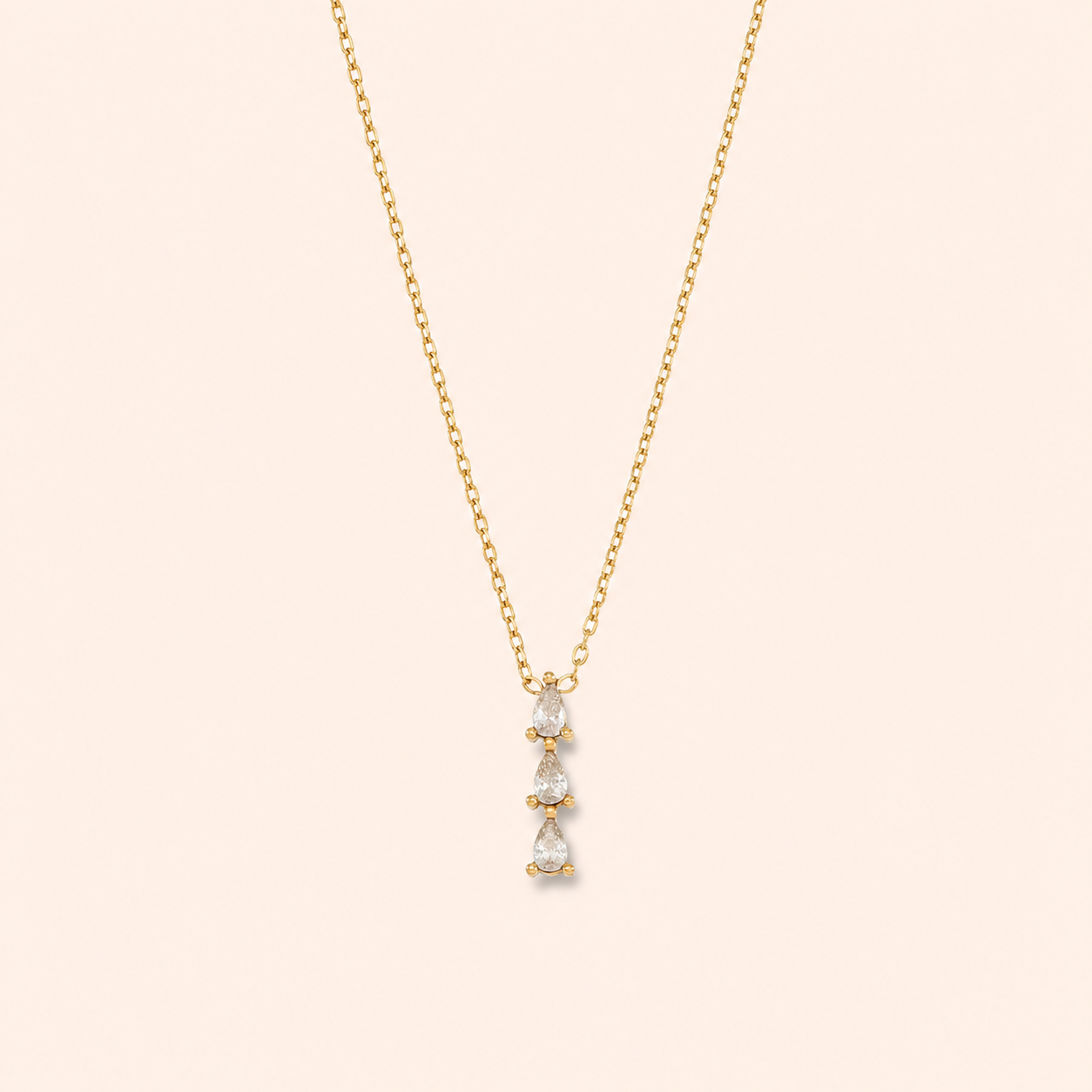 Trinity 18K gold-plated cubic zirconia necklace