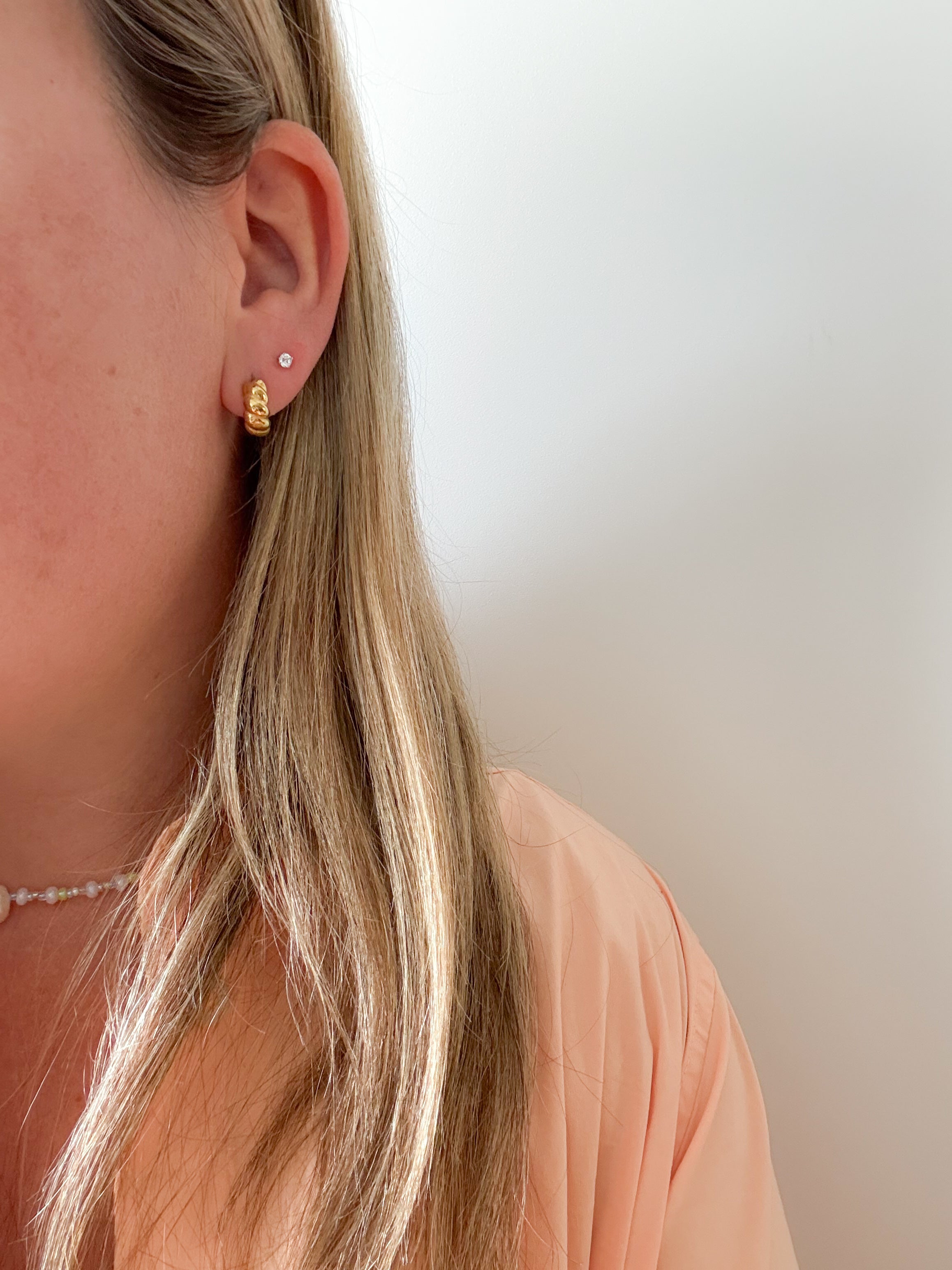 Everyday 3mm CZ stud earrings 14KT gold-filled