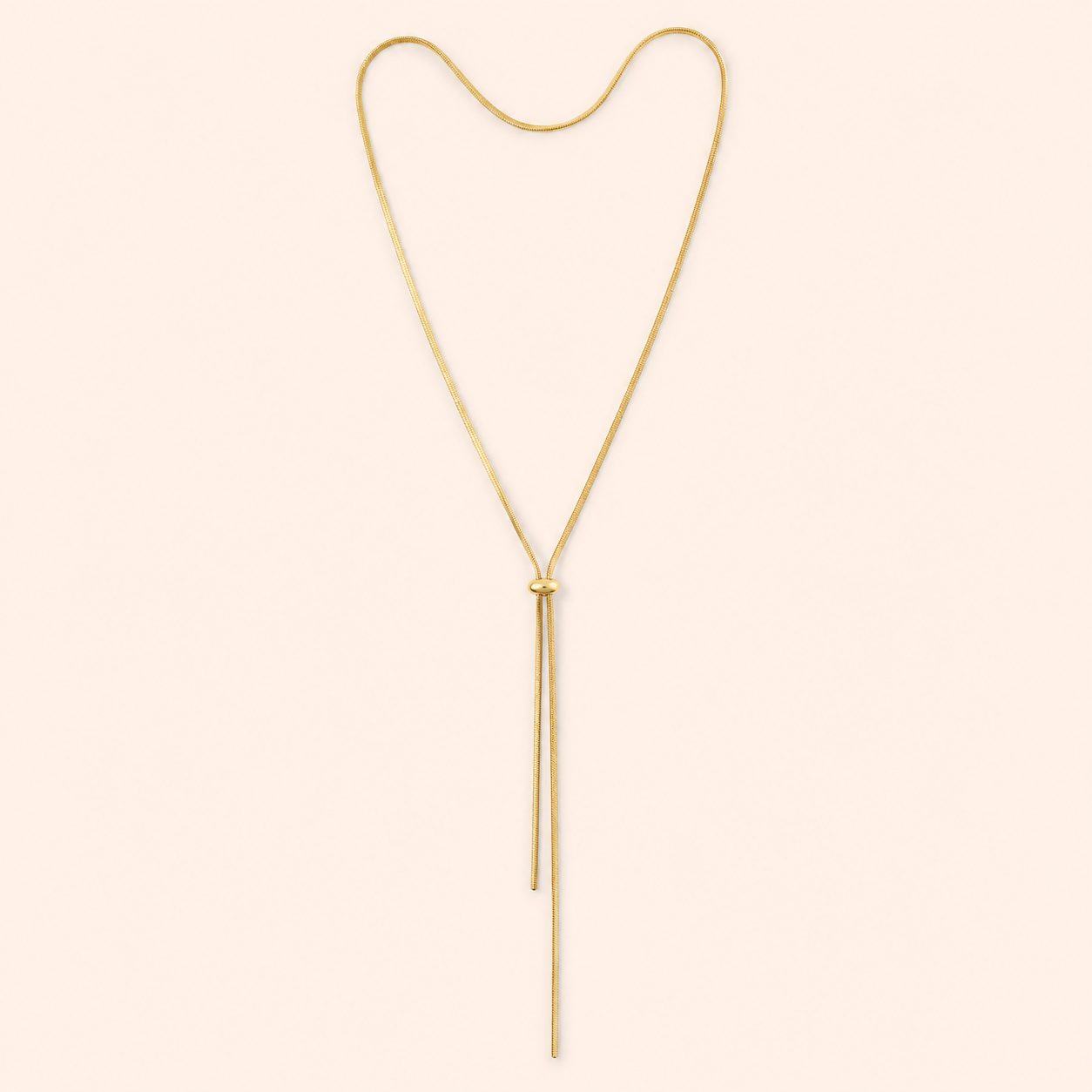 Golden bolo necklace with adjustable slider and 3mm flat chain