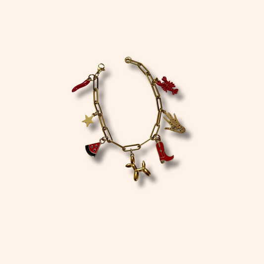 Bracelet: Red & Gold Charms Jenny Be Free