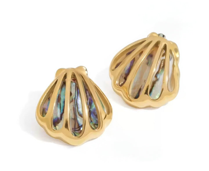 Metallic Shell Earrings – 27mm lightweight statement earring