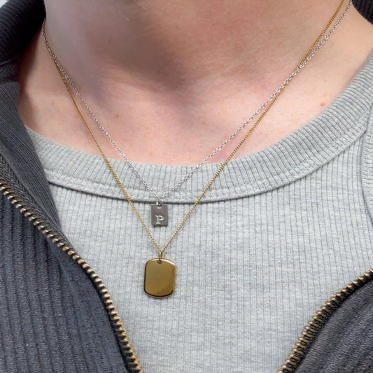 silver dainty initials necklace