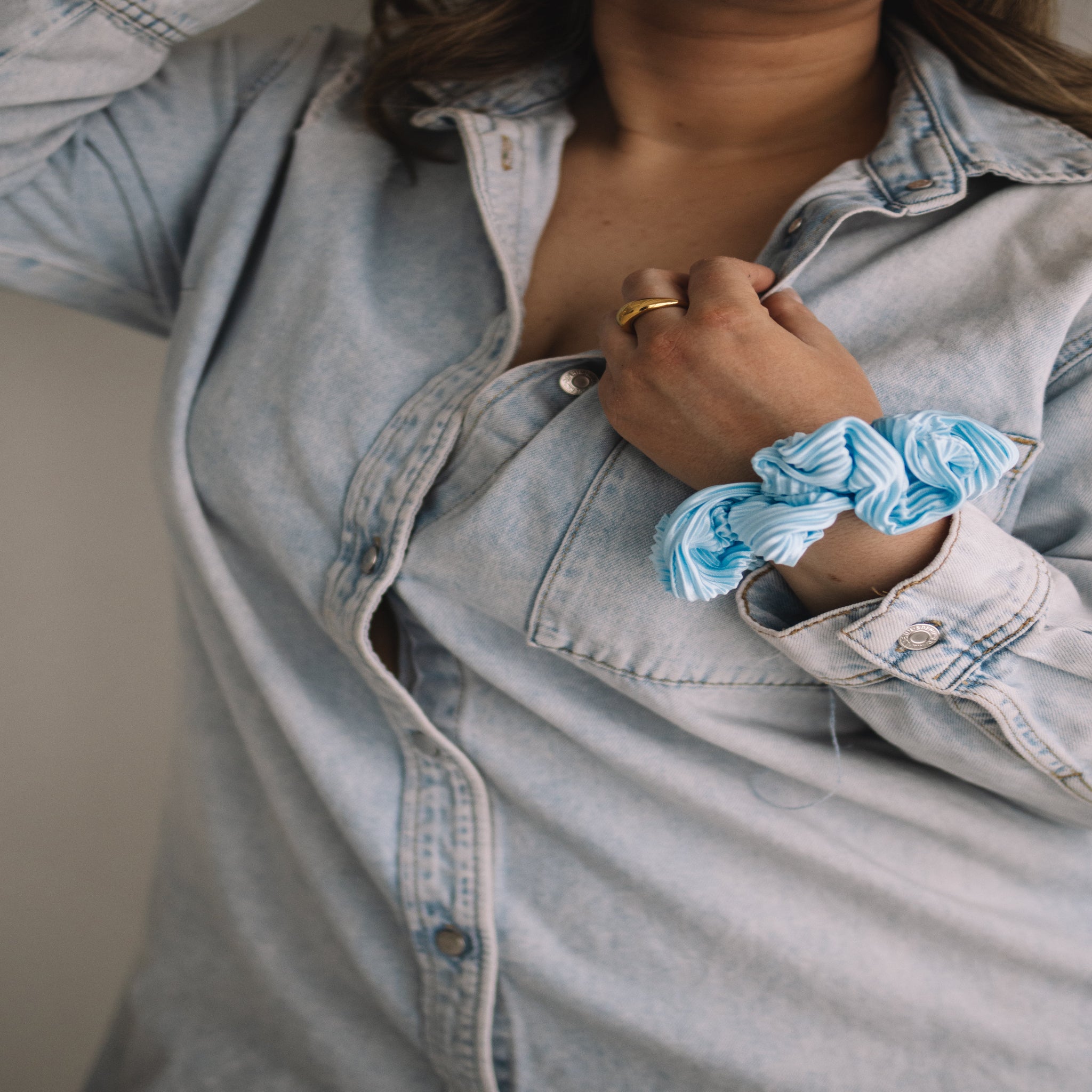 texture blue scrunchie