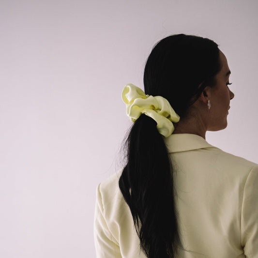 yellow satin scrunchie