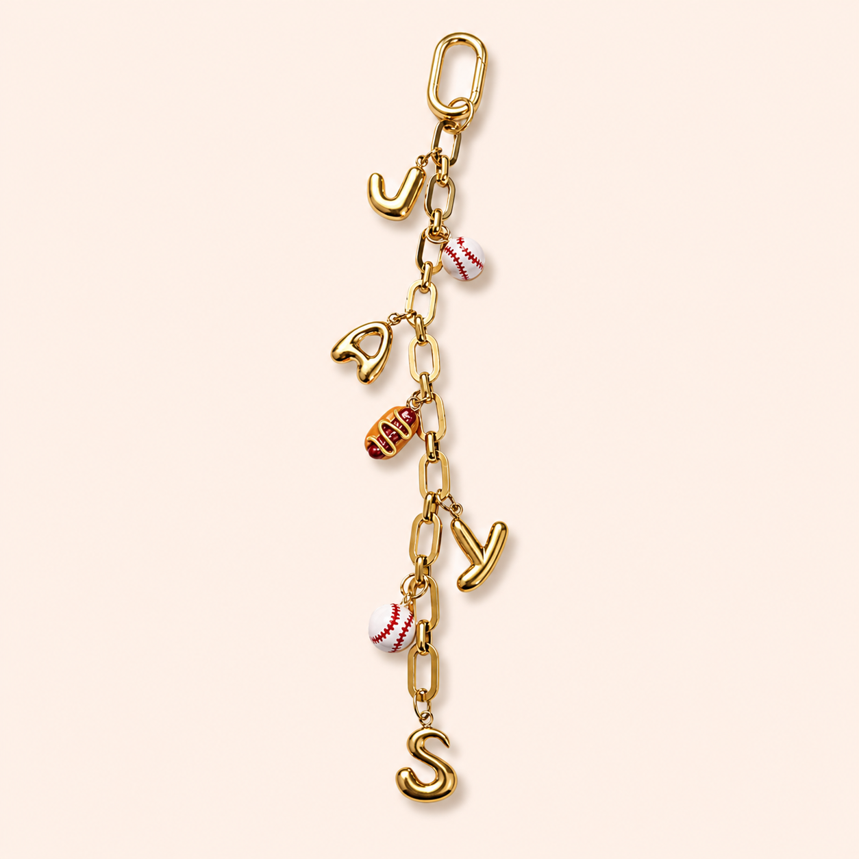Blue Jays 18K gold-plated bag chain with clip-on attachments