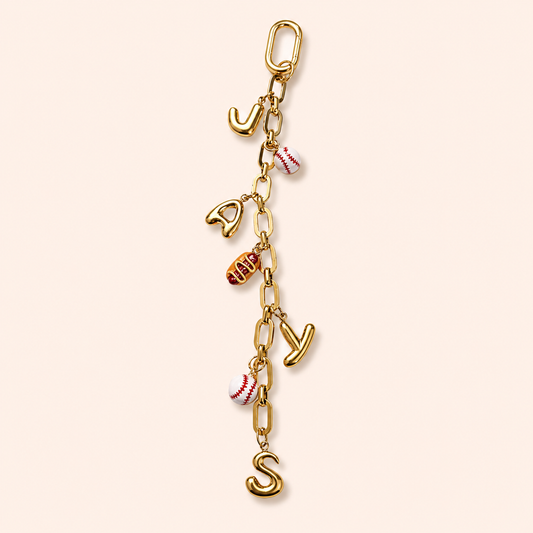 Blue Jays 18K gold-plated bag chain with clip-on attachments