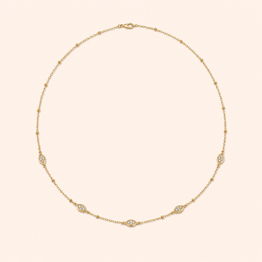 Leah 18K gold-plated necklace with cubic zirconia accents
