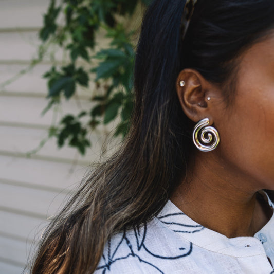 swirl statement earring