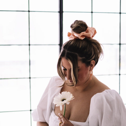 xl peach satin scrunchie